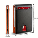 Carteira Masculina Slim em Couro Sintético – Porta-Cartões com Clipe de Dinheiro, Proteção RFID e Design Fino Dobrável