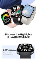 HAYLOU Watch S6 – Smartwatch com Tela HD 2.01", Chamadas por Bluetooth, IP68, Monitoramento Fitness