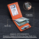 Carteira Masculina Slim em Couro Sintético – Porta-Cartões com Clipe de Dinheiro, Proteção RFID e Design Fino Dobrável