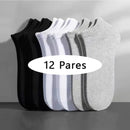 Kit com 12 Pares de Meias Masculinas Curtas Tipo Sapatilha – Leves, Respiráveis e com Algodão