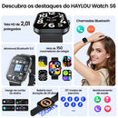 HAYLOU Watch S6 – Smartwatch com Tela HD 2.01", Chamadas por Bluetooth, IP68, Monitoramento Fitness