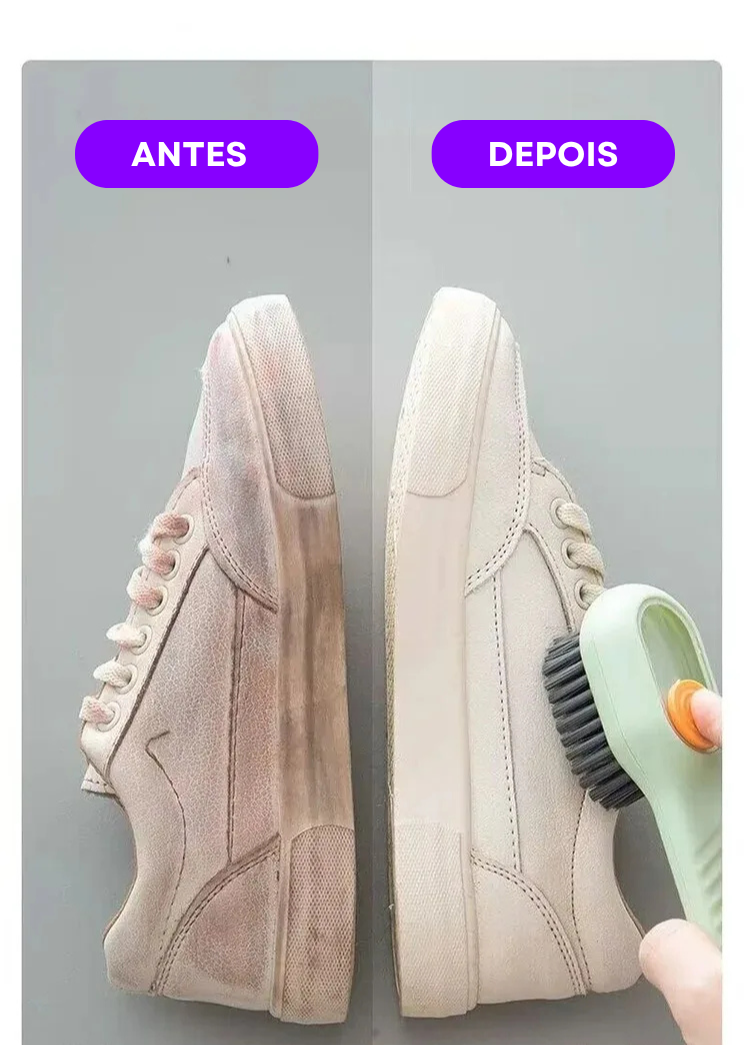 Escova de Limpeza Multifuncional com Dispenser de Sabão – Cerdas Macias e Cabo Longo