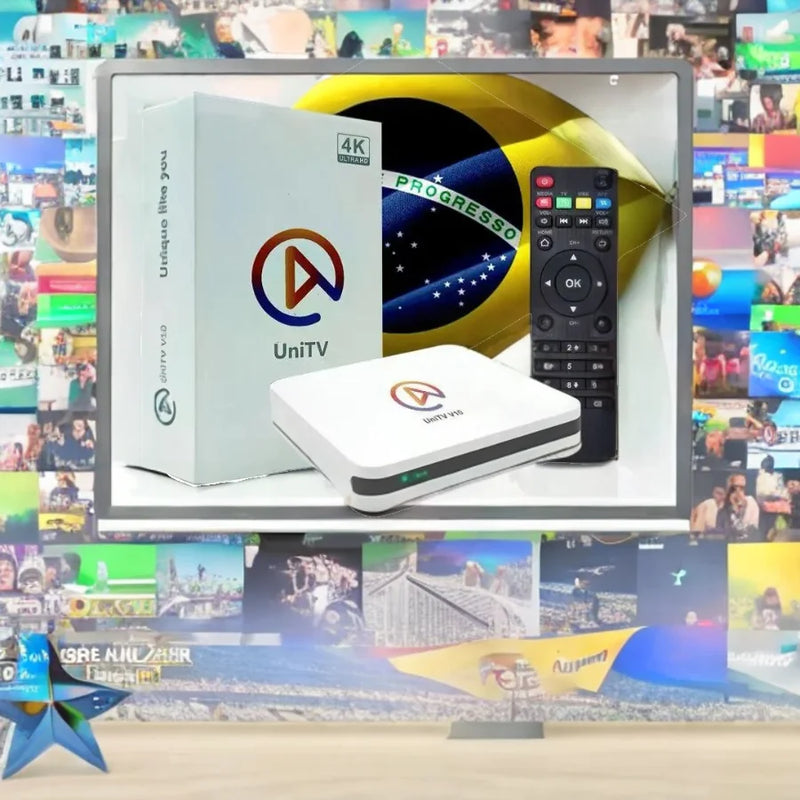 UNITV V10 Aparelho Conversor de Smart Tv Box Android 11 WiFi Assista Filmes Séries Desenhos e Canais em 1 Lugar