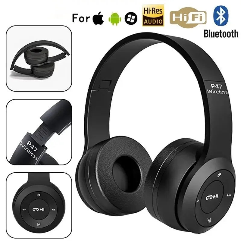 Fone de Ouvido Bluetooth P47 5.0 – Com Rádio FM e Entrada Micro SD