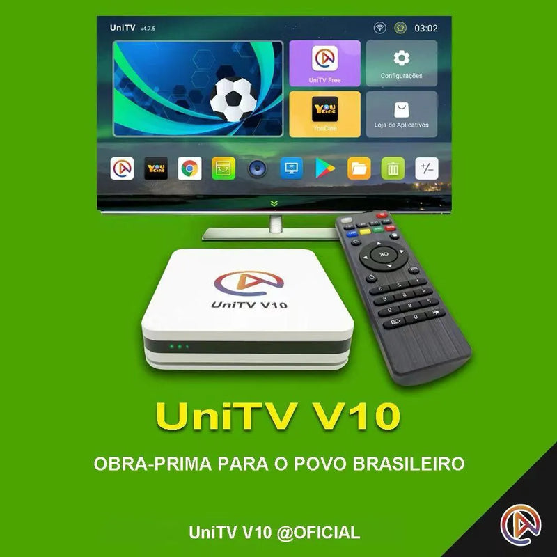 UNITV V10 Aparelho Conversor de Smart Tv Box Android 11 WiFi Assista Filmes Séries Desenhos e Canais em 1 Lugar