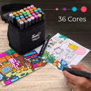 Caneta Marcador Artística Dupla Ponta – Álcool Base, Brush e Ponta Fina | Ideal para Desenho, Esboço, Mangá e Graffiti