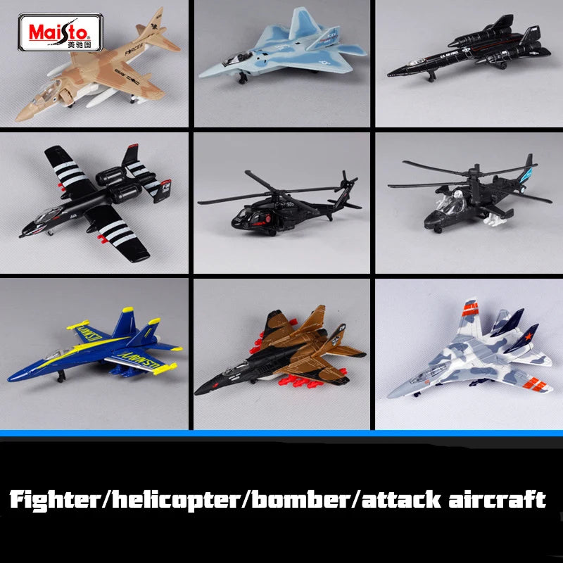 Maisto Modelo de Avião Original – Brinquedo de Metal Die-Cast | Avião de Transporte, Caça, Helicóptero | Colecionável Infantil
