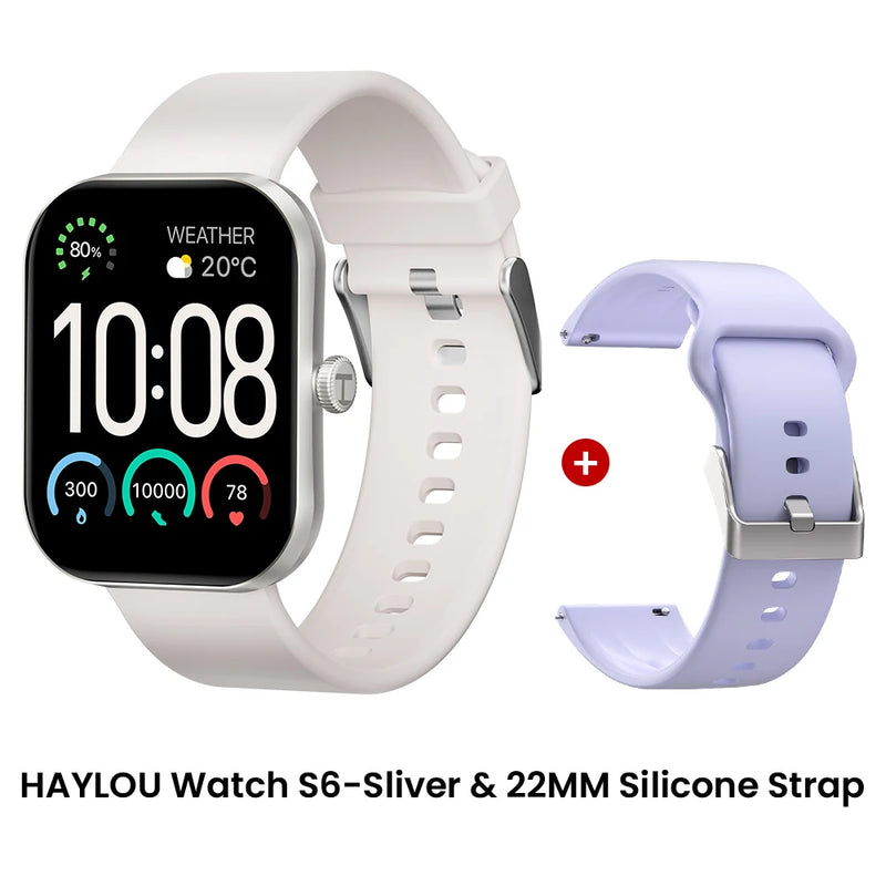 HAYLOU Watch S6 – Smartwatch com Tela HD 2.01", Chamadas por Bluetooth, IP68, Monitoramento Fitness