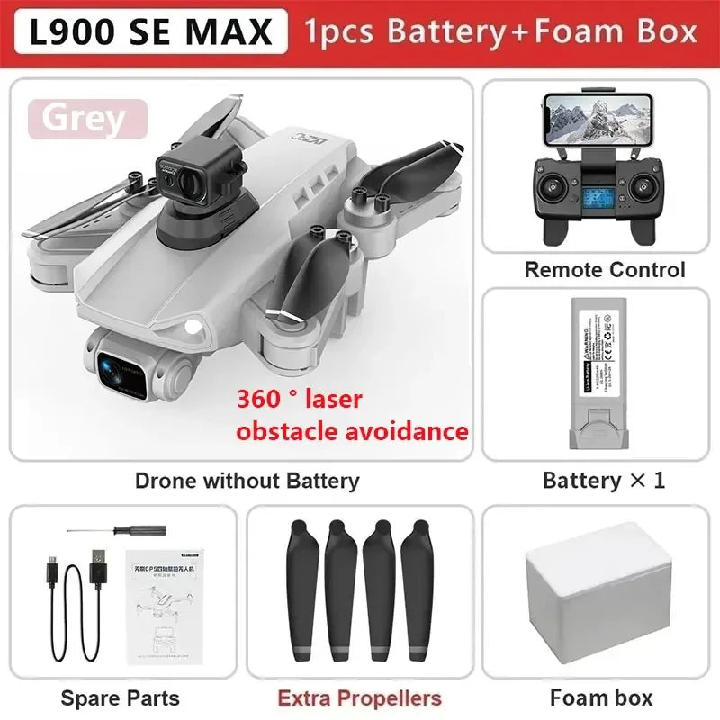 L900 Pro SE MAX GPS Drone Profissional 4K | Câmera Dupla HD | 5G Wi-Fi | Motor Brushless | Evita Obstáculos 360°
