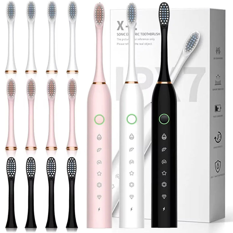 Escova de Dente Elétrica Ultrassônica IPX7 – Cabeça Substituível e À Prova d’Água
