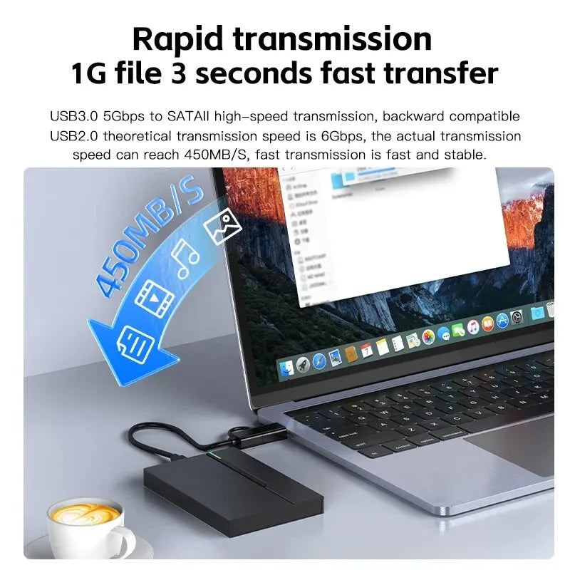 Case Externo para HD/SSD 2.5'' com USB 3.0 – Suporte até 6TB, Compatível com Discos SATA 7mm e 9.5mm para Notebook e PC