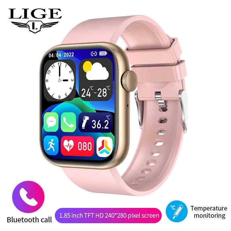 Relógio Smartwatch LIGE Feminino – Tela Full Touch, Chamadas via Bluetooth, à Prova d'Água, Monitoramento Fitness