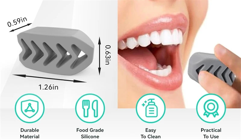 Kit com 6 Treinadores de Mandíbula em Silicone – Exercitador Facial para Músculos do Rosto, Pescoço, Queixo e Bochechas + Caixa Organizadora