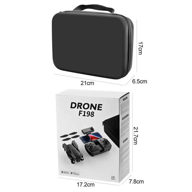 Drone KBDFA F198 Wi-Fi FPV com Câmera Dupla 1080P HD | Fotografia Aérea Profissional | Quadcopter Dobrável Brushless