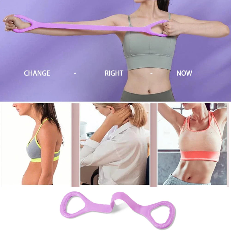 Faixa Elástica de Treinamento 8 Shape | Banda de Resistência para Braço, Costas e Ombros | Yoga, Pilates e Fisioterapia