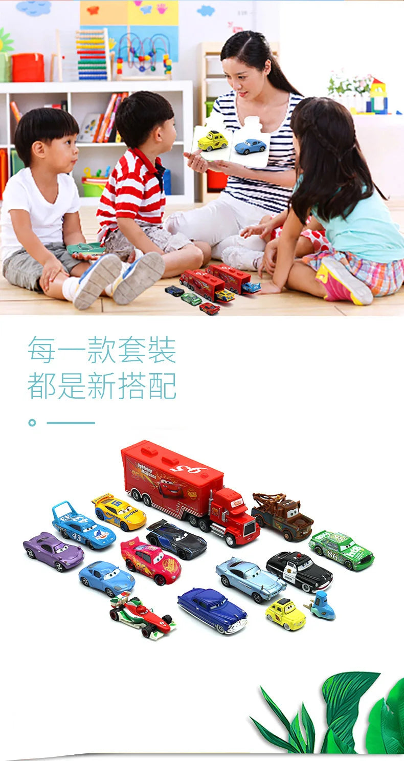 Kit Presente Disney Pixar Cars – 8/13/15 Peças | Miniaturas de Metal Diecast | Lightning McQueen, Jackson Storm, Caminhão Mack e Mais!