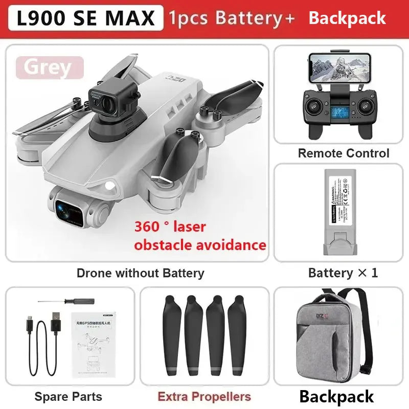L900 Pro SE MAX GPS Drone Profissional 4K | Câmera Dupla HD | 5G Wi-Fi | Motor Brushless | Evita Obstáculos 360°