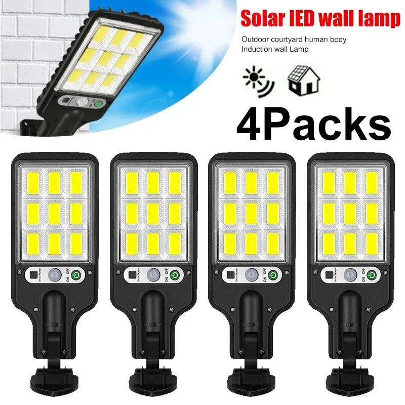 Luminária de Parede Solar LED para Área Externa – Recarregável com Sensor de Presença, Ideal para Jardim, Garagem, Terraço e Portão