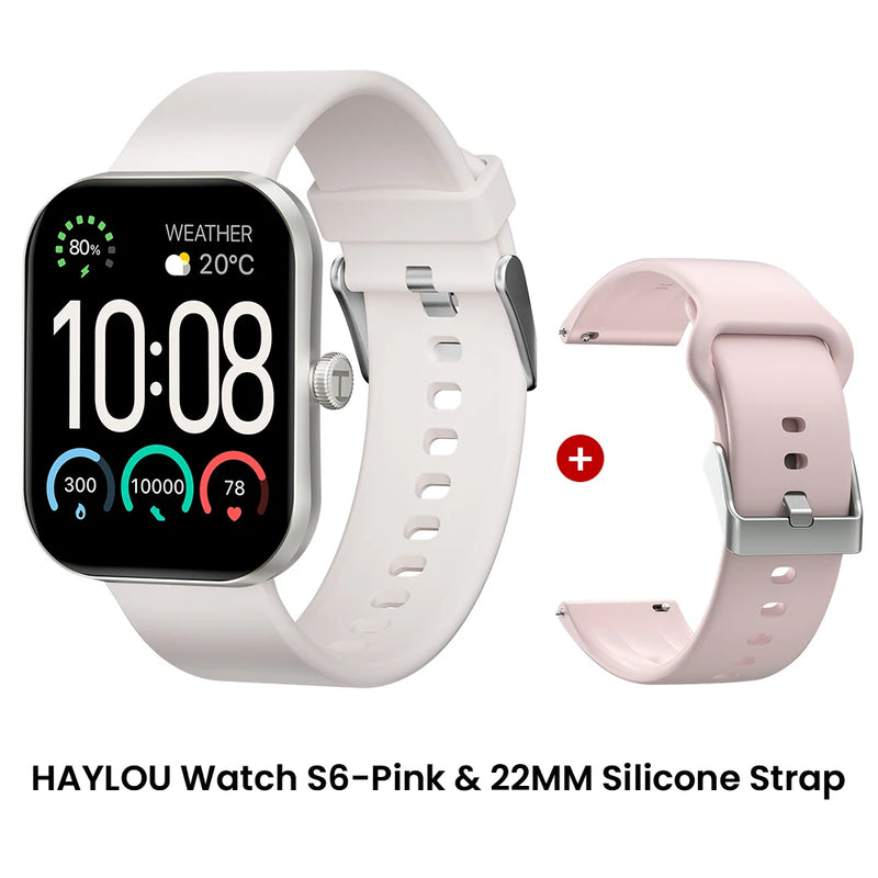 HAYLOU Watch S6 – Smartwatch com Tela HD 2.01", Chamadas por Bluetooth, IP68, Monitoramento Fitness