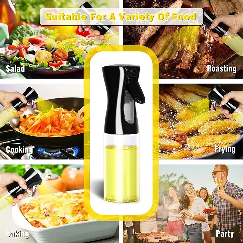 Borrifador de Óleo 200/300/500ml para Cozinha – Ideal para Azeite, Vinagre, Churrasco e Culinária – Frasco Reutilizável com Pincel de Óleo