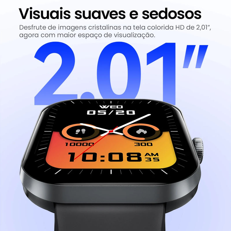 HAYLOU Watch S6 – Smartwatch com Tela HD 2.01", Chamadas por Bluetooth, IP68, Monitoramento Fitness