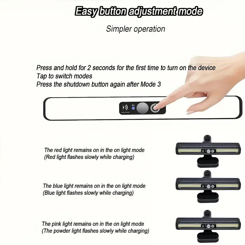 Luminária de Parede Solar LED para Área Externa – Recarregável com Sensor de Presença, Ideal para Jardim, Garagem, Terraço e Portão