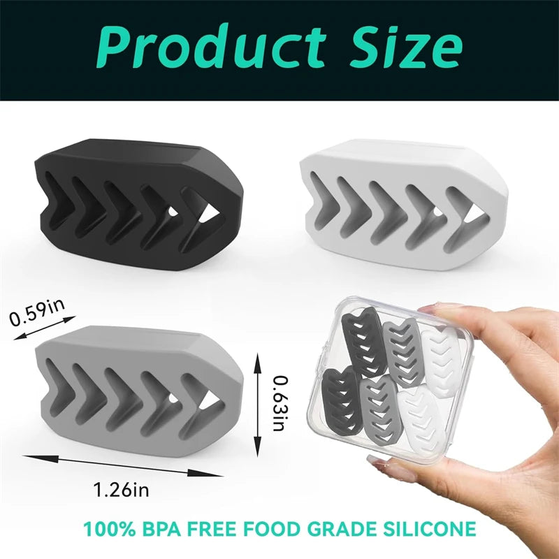 Kit com 6 Treinadores de Mandíbula em Silicone – Exercitador Facial para Músculos do Rosto, Pescoço, Queixo e Bochechas + Caixa Organizadora