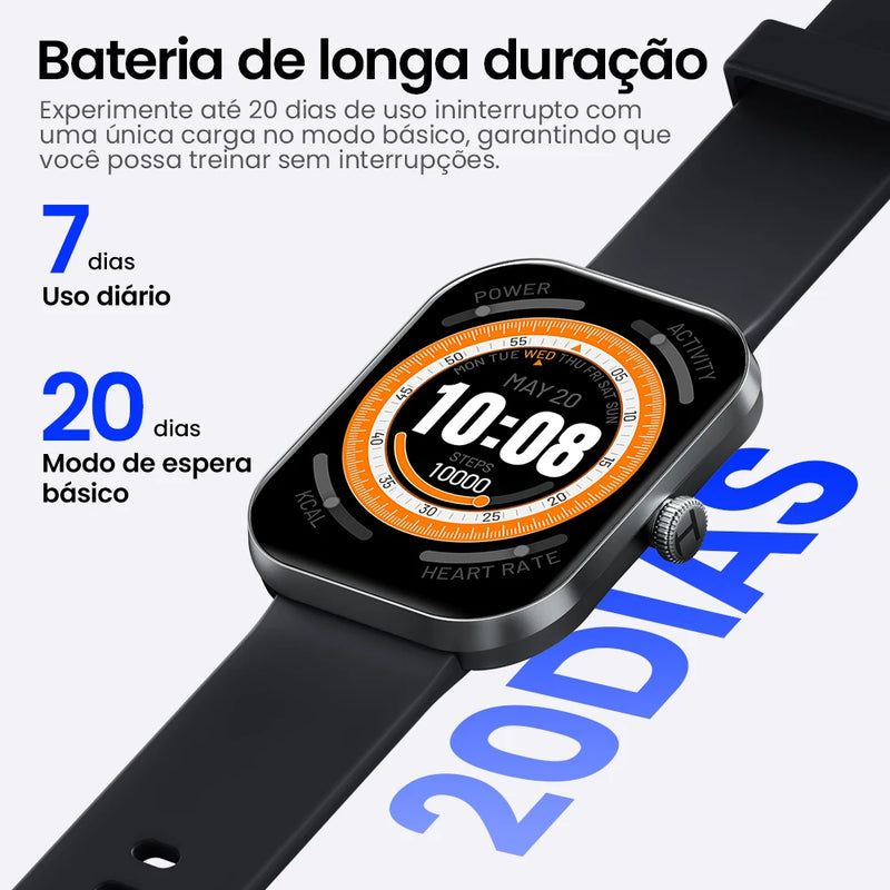 HAYLOU Watch S6 – Smartwatch com Tela HD 2.01", Chamadas por Bluetooth, IP68, Monitoramento Fitness