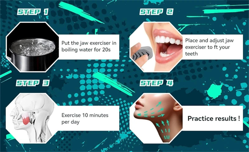 Kit com 6 Treinadores de Mandíbula em Silicone – Exercitador Facial para Músculos do Rosto, Pescoço, Queixo e Bochechas + Caixa Organizadora