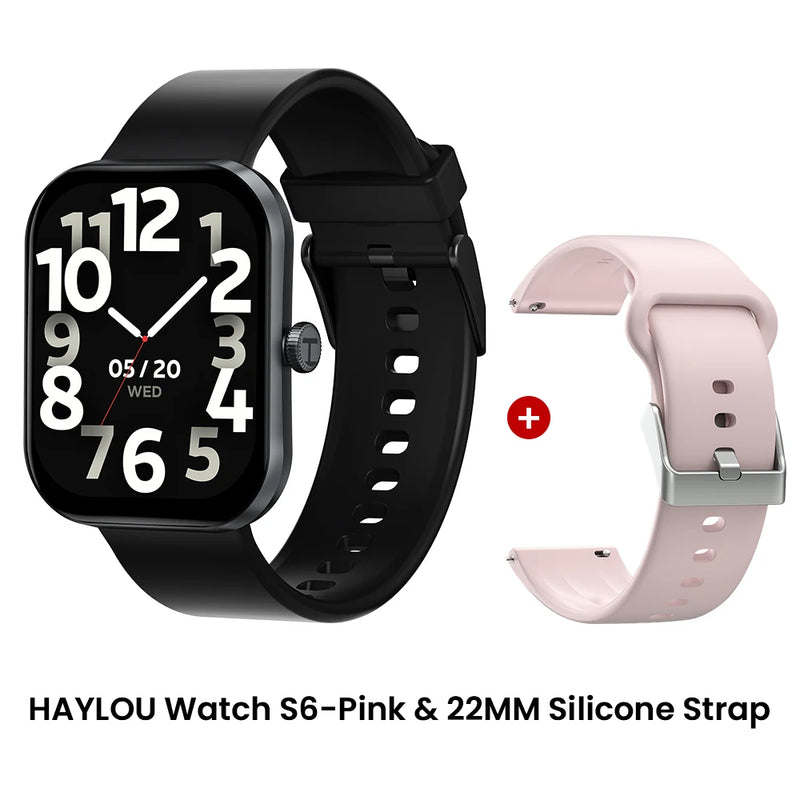 HAYLOU Watch S6 – Smartwatch com Tela HD 2.01", Chamadas por Bluetooth, IP68, Monitoramento Fitness