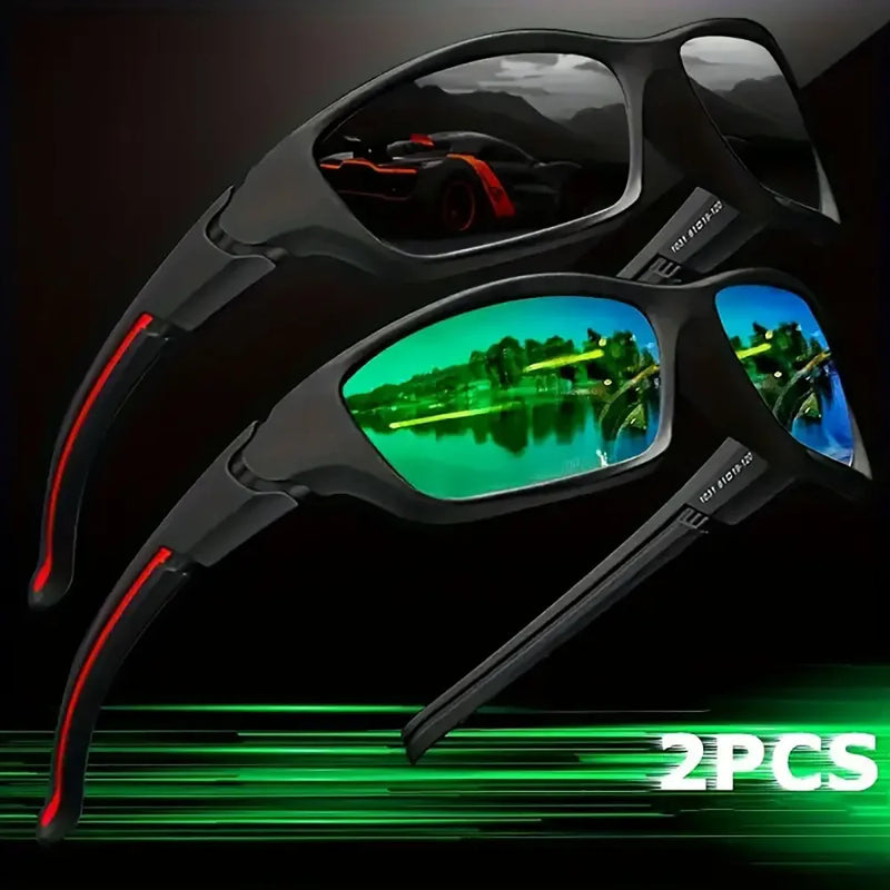 2 Óculos Esportivos Fashion com Lentes Polarizadas – Estilo Futurista para Homens e Mulheres, Ideal para Ciclismo, Pesca, Trilhas e Golfe