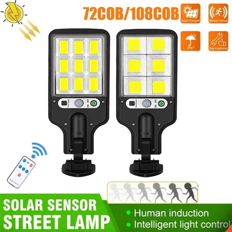 Luminária de Parede Solar LED para Área Externa – Recarregável com Sensor de Presença, Ideal para Jardim, Garagem, Terraço e Portão