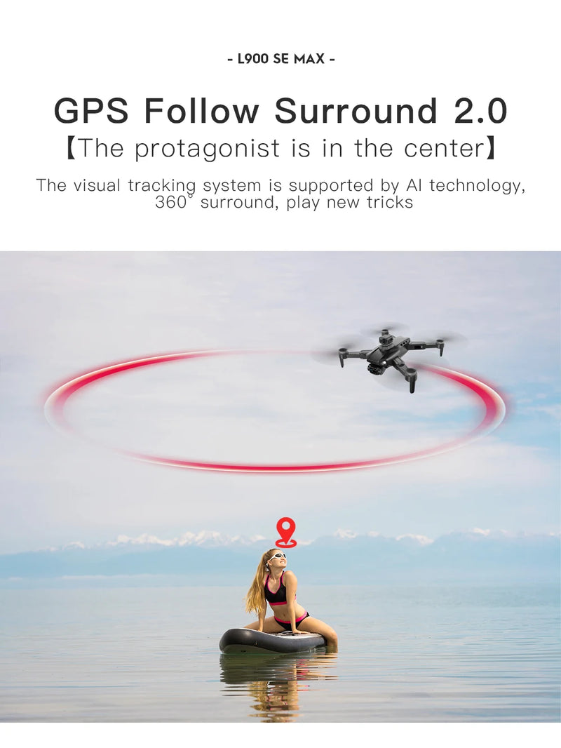 L900 Pro SE MAX GPS Drone Profissional 4K | Câmera Dupla HD | 5G Wi-Fi | Motor Brushless | Evita Obstáculos 360°