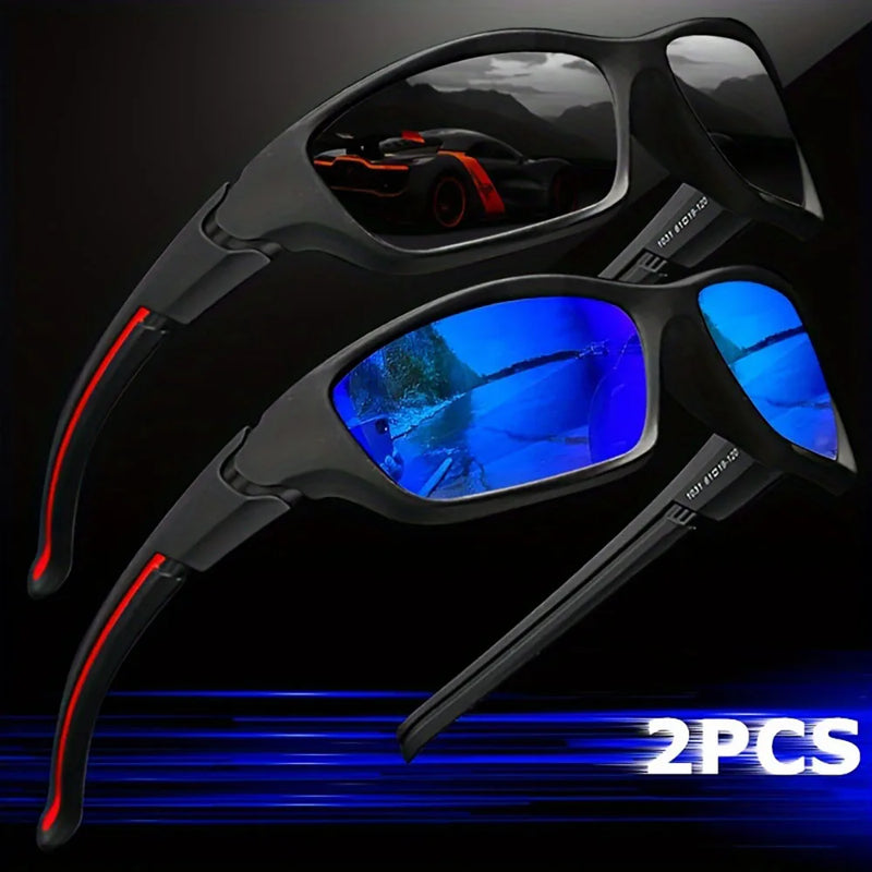 2 Óculos Esportivos Fashion com Lentes Polarizadas – Estilo Futurista para Homens e Mulheres, Ideal para Ciclismo, Pesca, Trilhas e Golfe