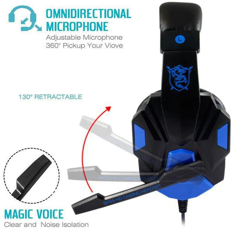 Headset Gamer com Fio para PS4/PS5/Xbox/Smartphone/PC – Microfone com Cancelamento de Ruído e Ajuste de 120°