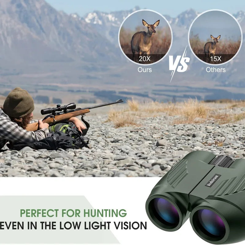 Binóculos Profissionais 20x25 HD – Portátil, à Prova d’Água, Ideal para Camping, Caça e Observação ao Ar Livre