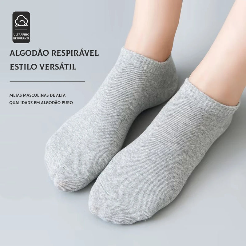 Kit com 12 Pares de Meias Masculinas Curtas Tipo Sapatilha – Leves, Respiráveis e com Algodão