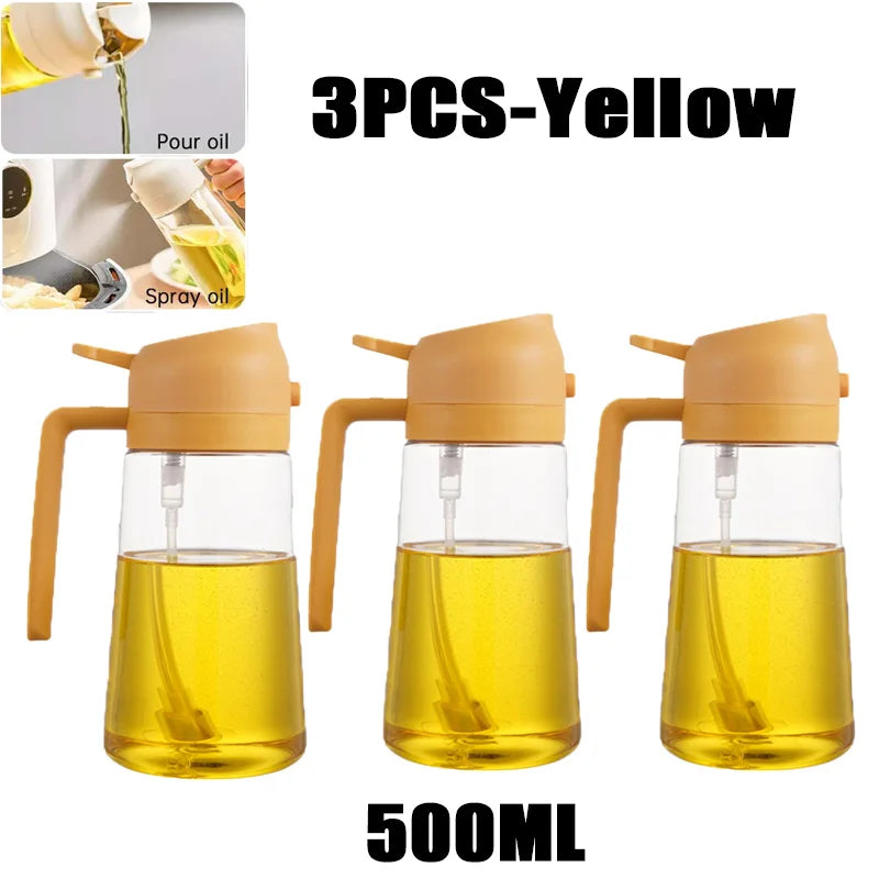 Borrifador de Óleo 200/300/500ml para Cozinha – Ideal para Azeite, Vinagre, Churrasco e Culinária – Frasco Reutilizável com Pincel de Óleo