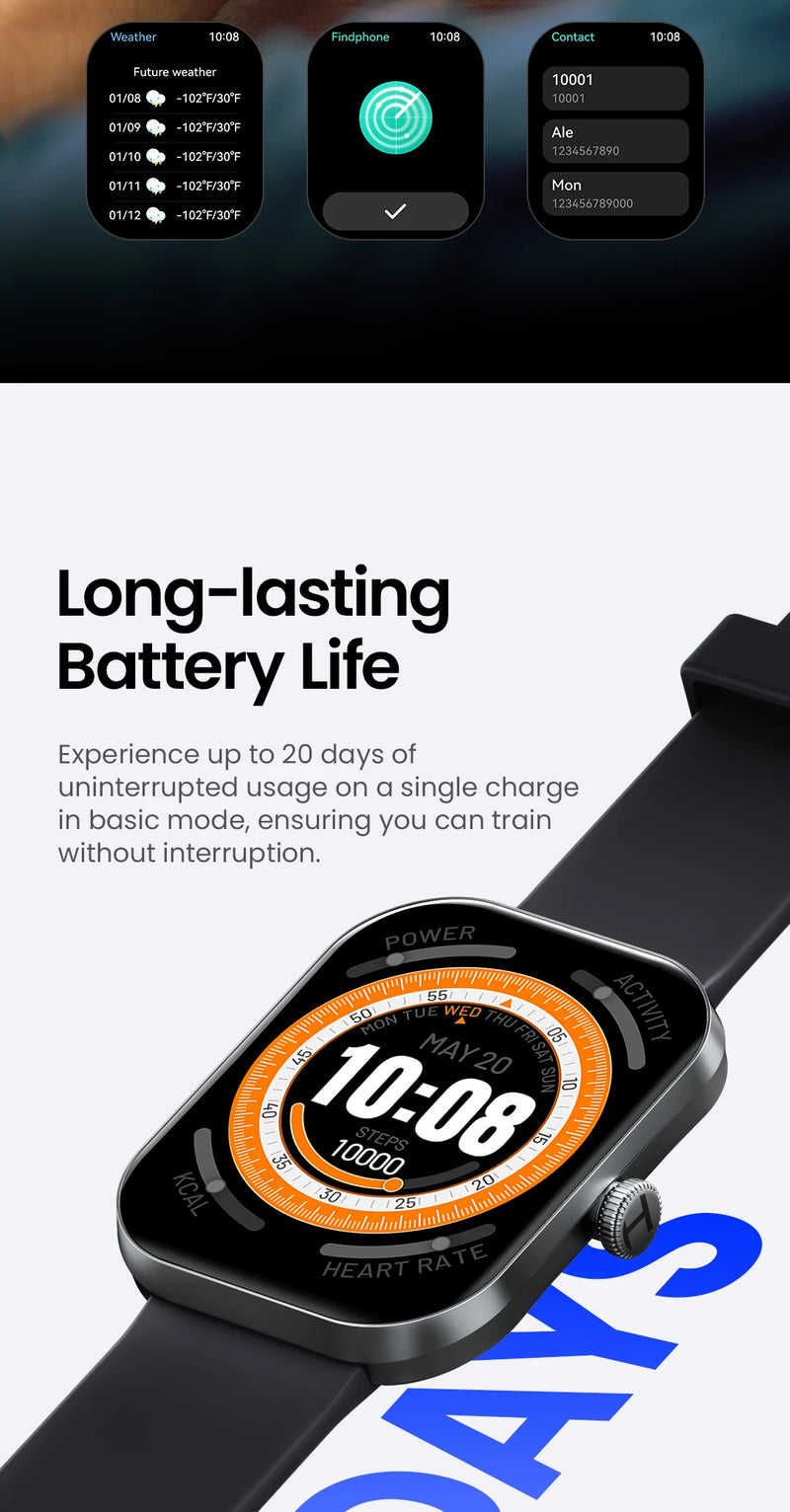 HAYLOU Watch S6 – Smartwatch com Tela HD 2.01", Chamadas por Bluetooth, IP68, Monitoramento Fitness