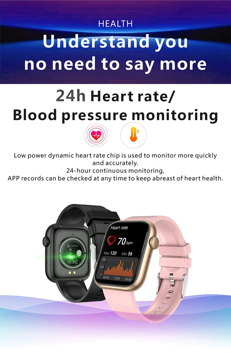 Relógio Smartwatch LIGE Feminino – Tela Full Touch, Chamadas via Bluetooth, à Prova d'Água, Monitoramento Fitness