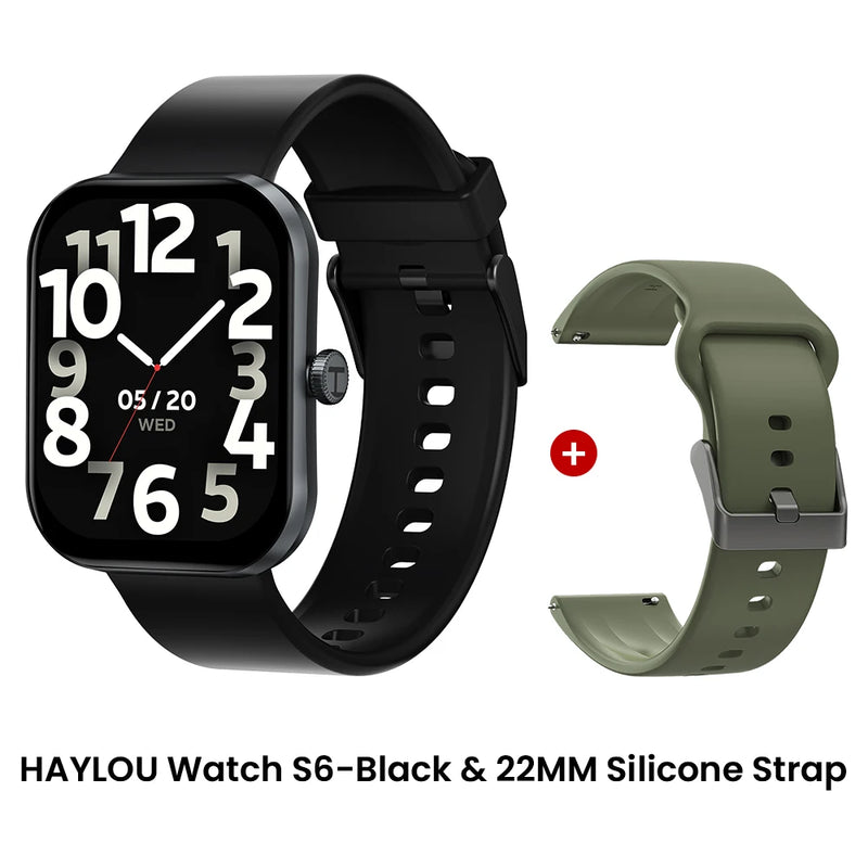 HAYLOU Watch S6 – Smartwatch com Tela HD 2.01", Chamadas por Bluetooth, IP68, Monitoramento Fitness