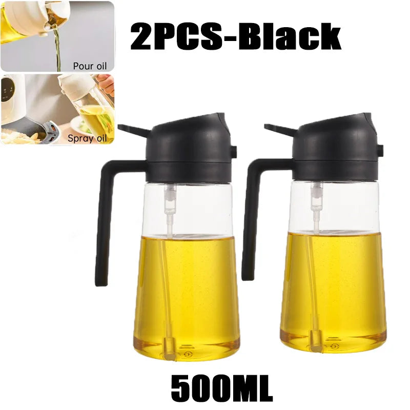 Borrifador de Óleo 200/300/500ml para Cozinha – Ideal para Azeite, Vinagre, Churrasco e Culinária – Frasco Reutilizável com Pincel de Óleo