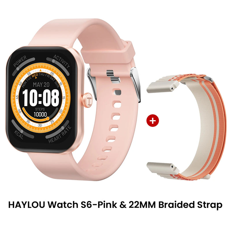 HAYLOU Watch S6 – Smartwatch com Tela HD 2.01", Chamadas por Bluetooth, IP68, Monitoramento Fitness