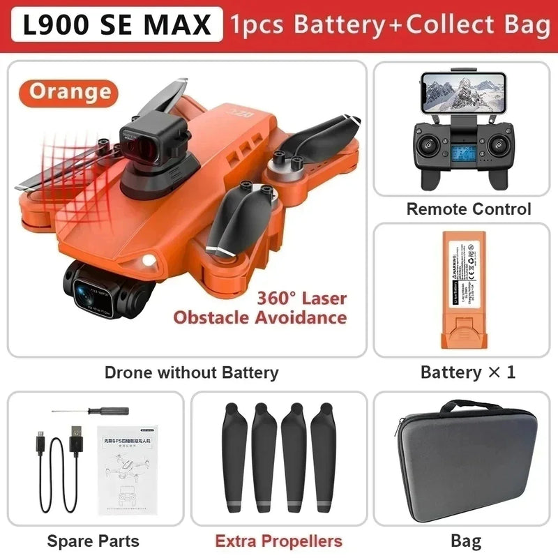 L900 Pro SE MAX GPS Drone Profissional 4K | Câmera Dupla HD | 5G Wi-Fi | Motor Brushless | Evita Obstáculos 360°