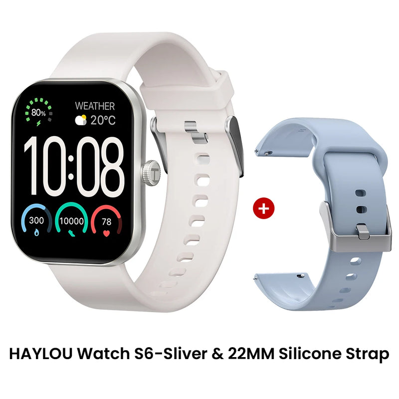 HAYLOU Watch S6 – Smartwatch com Tela HD 2.01", Chamadas por Bluetooth, IP68, Monitoramento Fitness