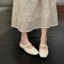 Novo Chinelo Feminino 2025 Estilo Francês – Mule Prata de Bico Aberto com Palmilha Elevada e Solado Macio