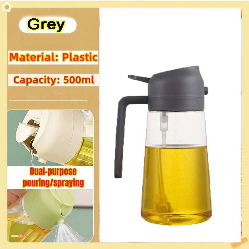 Borrifador de Óleo 200/300/500ml para Cozinha – Ideal para Azeite, Vinagre, Churrasco e Culinária – Frasco Reutilizável com Pincel de Óleo
