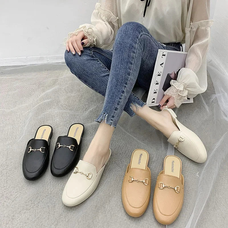Tamanco Mule Feminino Estilo Fashion – Verão, Salto Baixo, Modelo Aberto Tipo Half Slipper, Confortável e Elegante