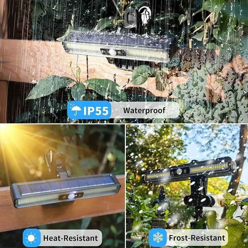 Luminária de Parede Solar LED para Área Externa – Recarregável com Sensor de Presença, Ideal para Jardim, Garagem, Terraço e Portão