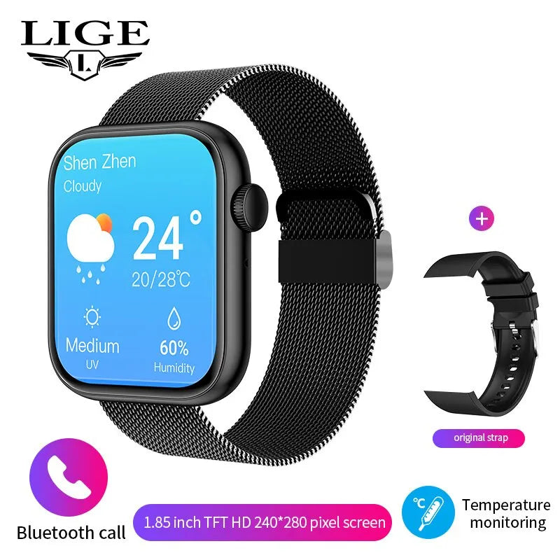 Relógio Smartwatch LIGE Feminino – Tela Full Touch, Chamadas via Bluetooth, à Prova d'Água, Monitoramento Fitness